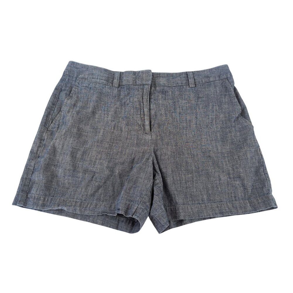 Lands‎ End Shorts Womens 10 Blue Chino Flat Front Cotton Beachy Preppy Classic